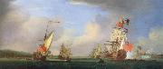 Monamy, Peter The Royal yacht Peregrine and another yacht in the Medway off Gillingham Kent,Passing Upnor Castel Sweden oil painting artist